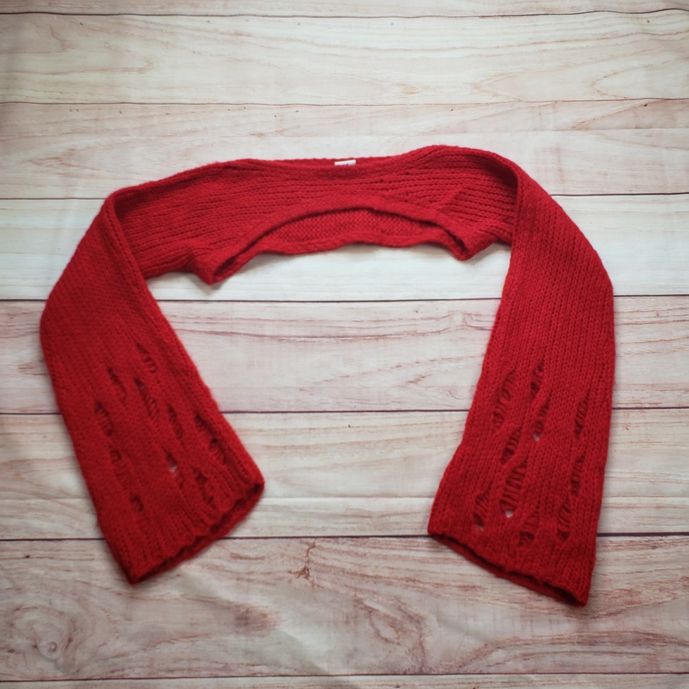 Urban Outfitters Red Distressed Knit Shrug Bolero Womens Medium Ultra Cropped